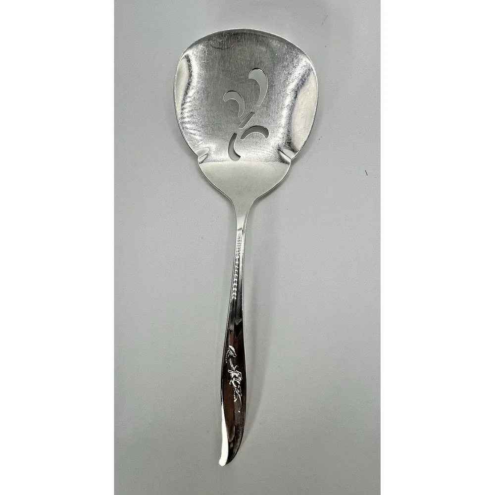 1847 Rogers Bros IS Magic Rose Silverplate Tomato Server Pierced Serving Spoon